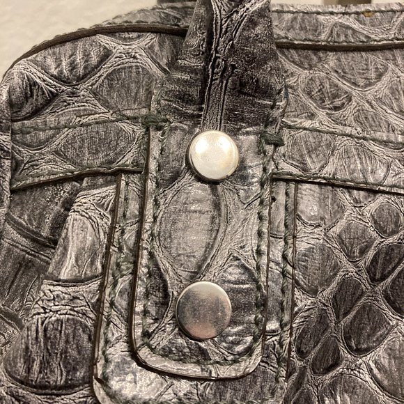 Guess Gray Crocodile Handbag Silver Hardware. Snap and zipped closure, several i - Picture 3 of 8